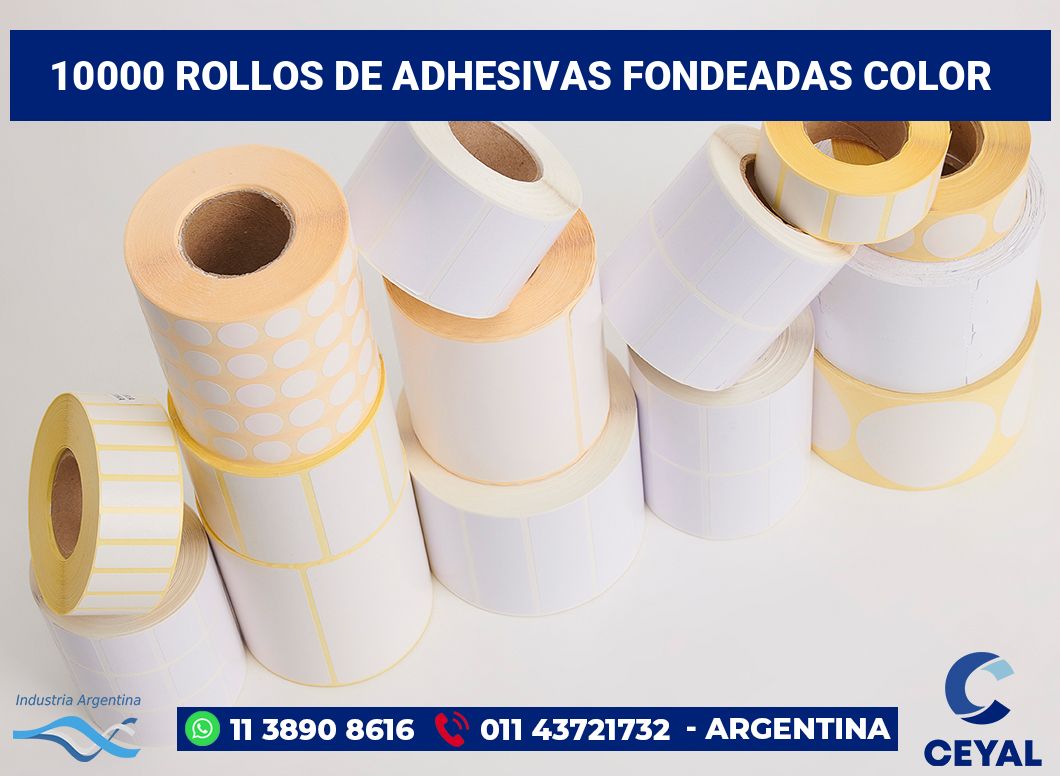 10000 Rollos de adhesivas fondeadas color