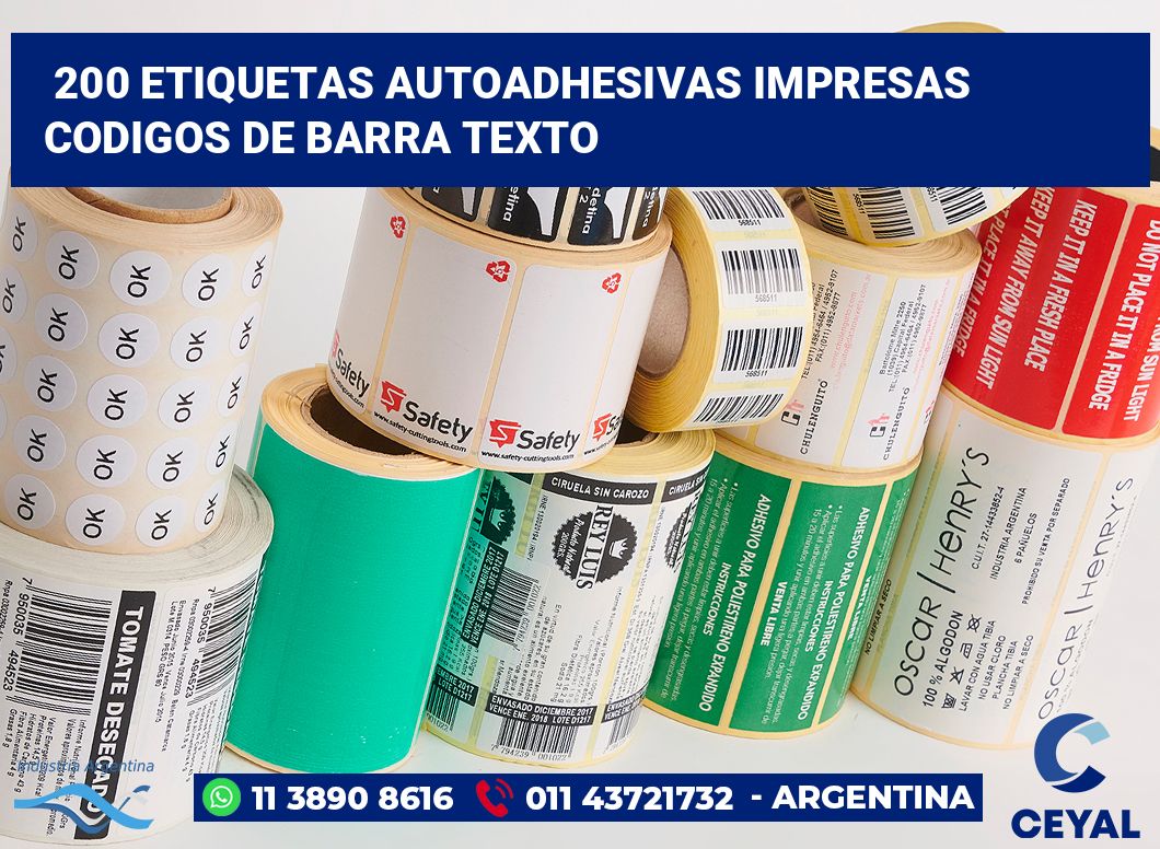 200 Etiquetas autoadhesivas impresas codigos de barra texto