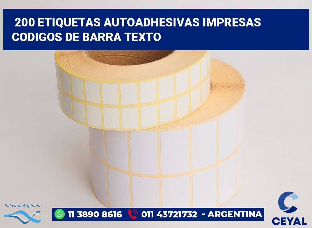 200 Etiquetas autoadhesivas impresas codigos de barra texto