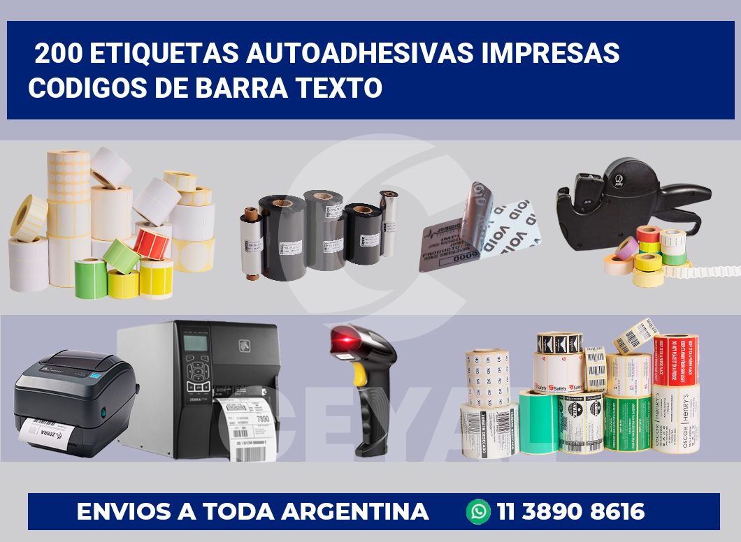 200 Etiquetas autoadhesivas impresas codigos de barra texto