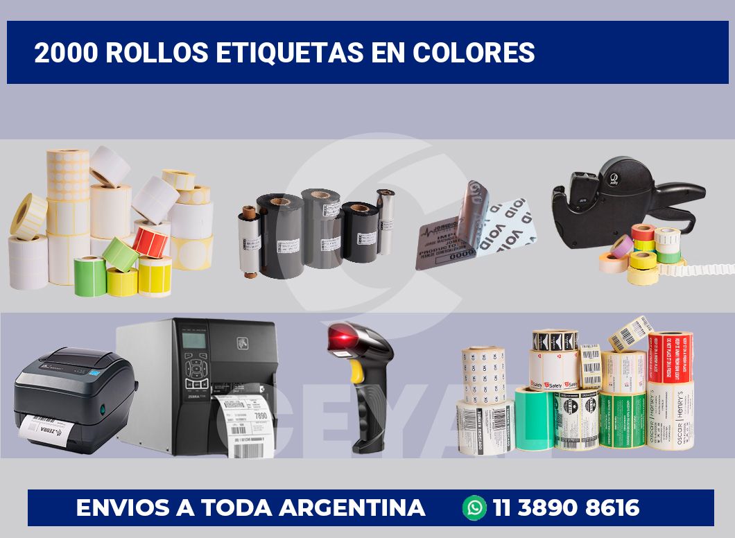 2000 Rollos etiquetas en colores