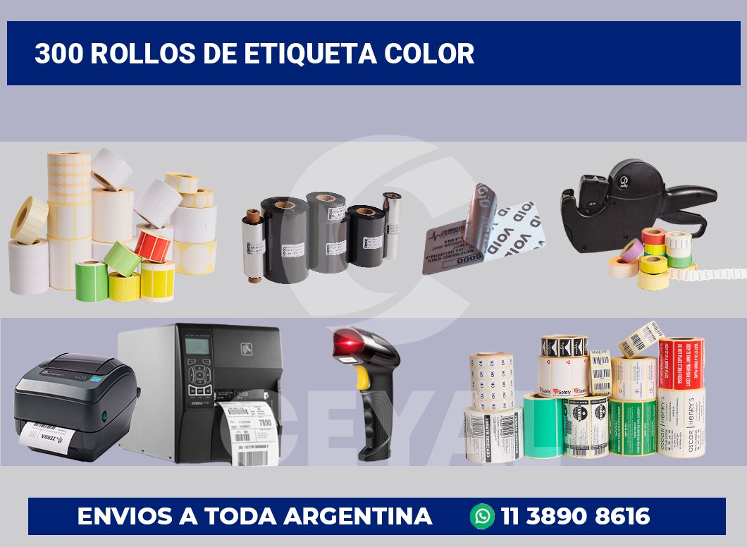 300 Rollos de etiqueta color