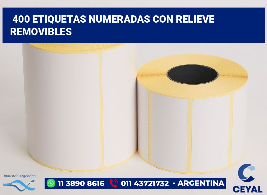400 Etiquetas numeradas con relieve removibles