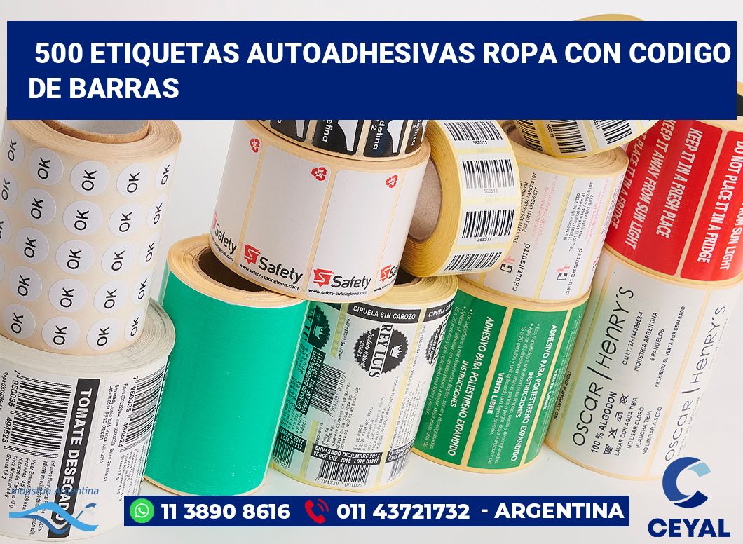 500 Etiquetas autoadhesivas ropa con codigo de barras