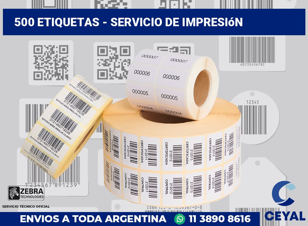 500 etiquetas - servicio de impresión
