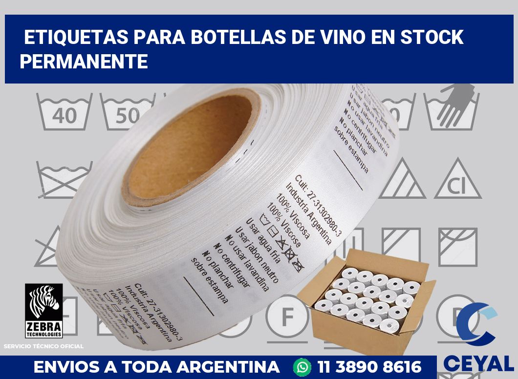 Etiquetas para Botellas de Vino en Stock Permanente