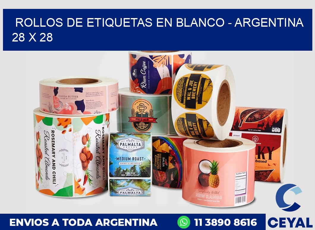 Rollos de etiquetas en blanco – Argentina 28 x 28