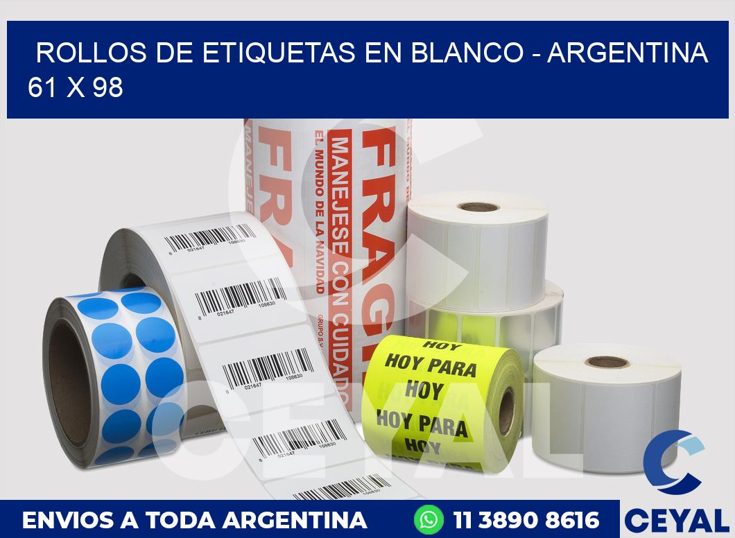 Rollos de etiquetas en blanco - Argentina 61 x 98