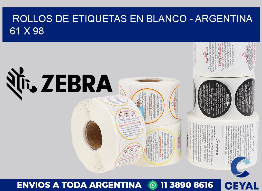 Rollos de etiquetas en blanco - Argentina 61 x 98