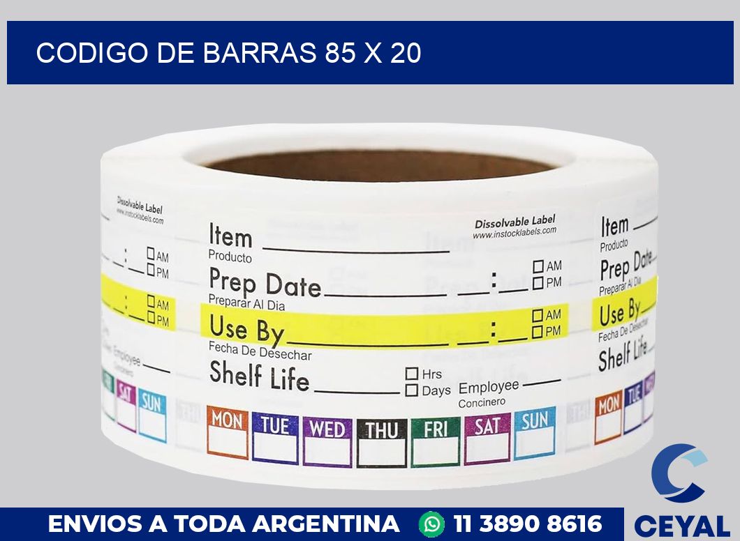 codigo de barras 85 x 20