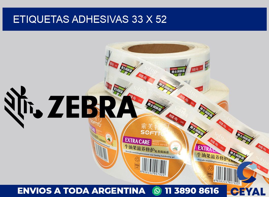 etiquetas adhesivas 33 x 52