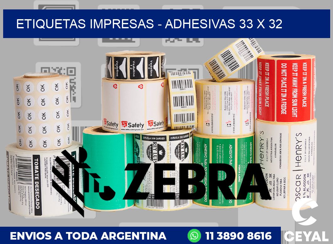 etiquetas impresas - Adhesivas 33 x 32