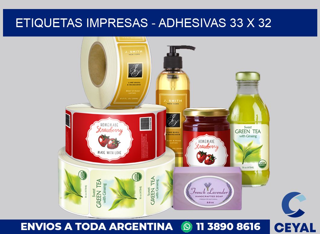 etiquetas impresas – Adhesivas 33 x 32