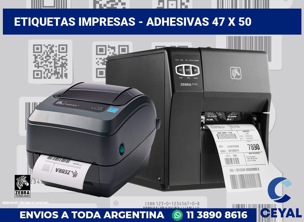 etiquetas impresas - Adhesivas 47 x 50