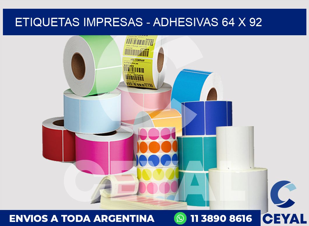 etiquetas impresas - Adhesivas 64 x 92