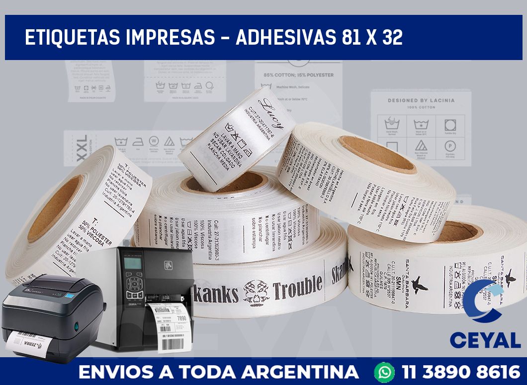 etiquetas impresas – Adhesivas 81 x 32
