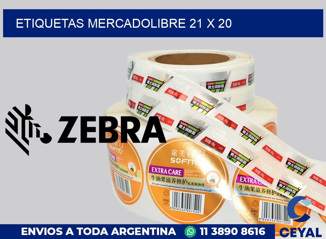 etiquetas mercadolibre 21 x 20