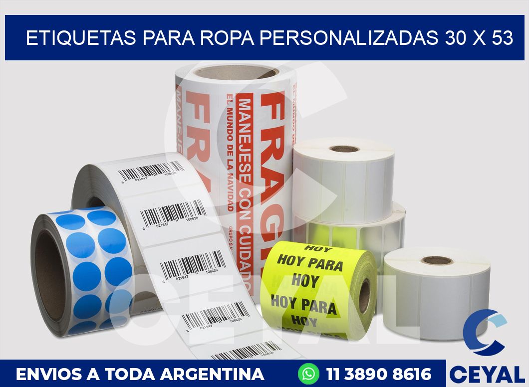 etiquetas para ropa personalizadas 30 x 53