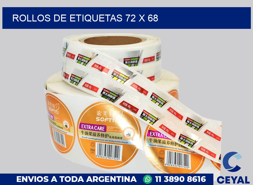 rollos de etiquetas 72 x 68