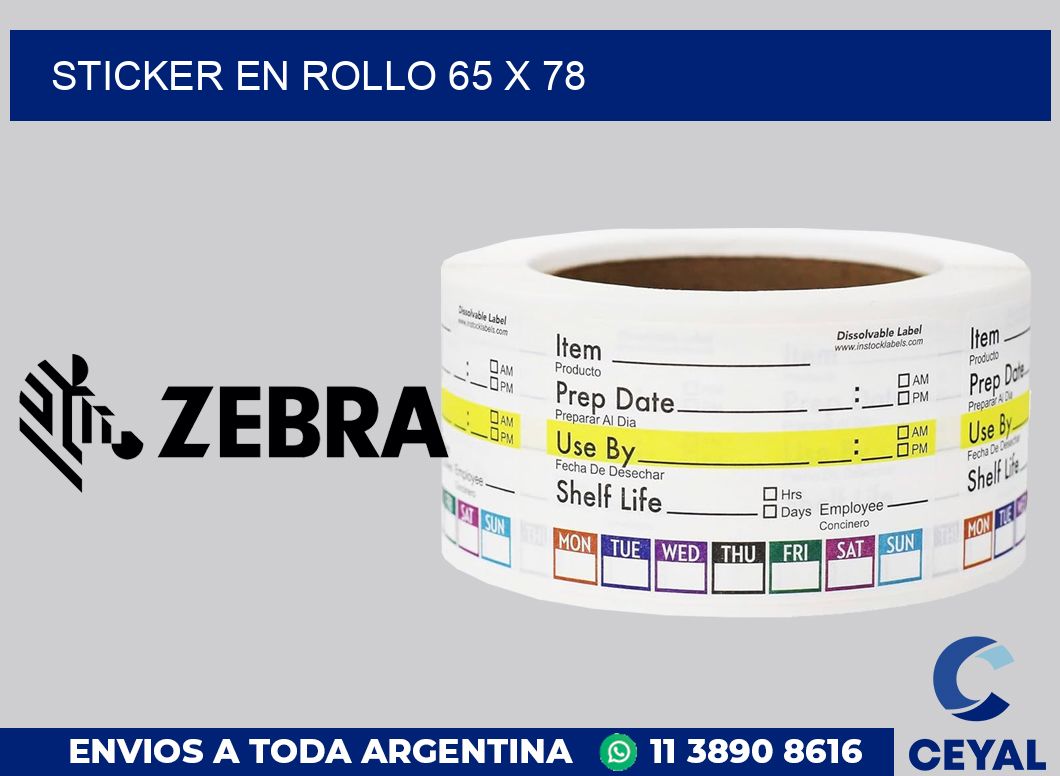 sticker en rollo 65 x 78