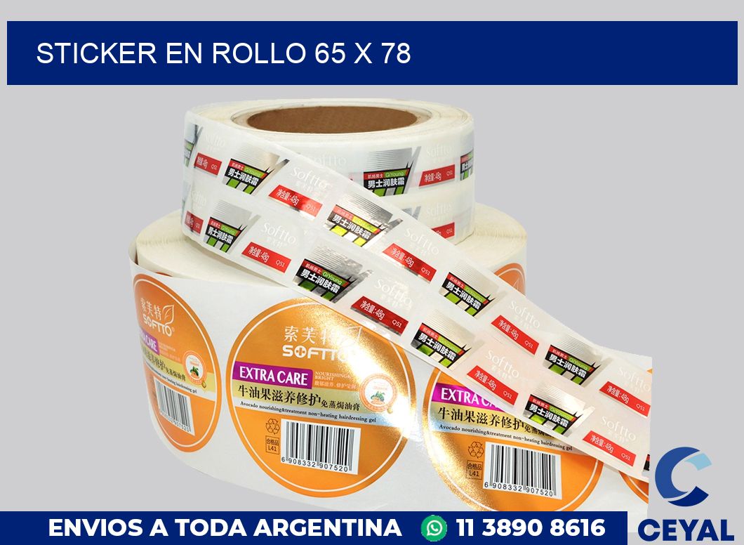 sticker en rollo 65 x 78