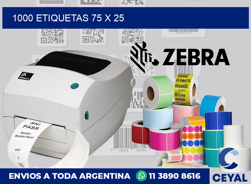 1000 etiquetas 75 x 25