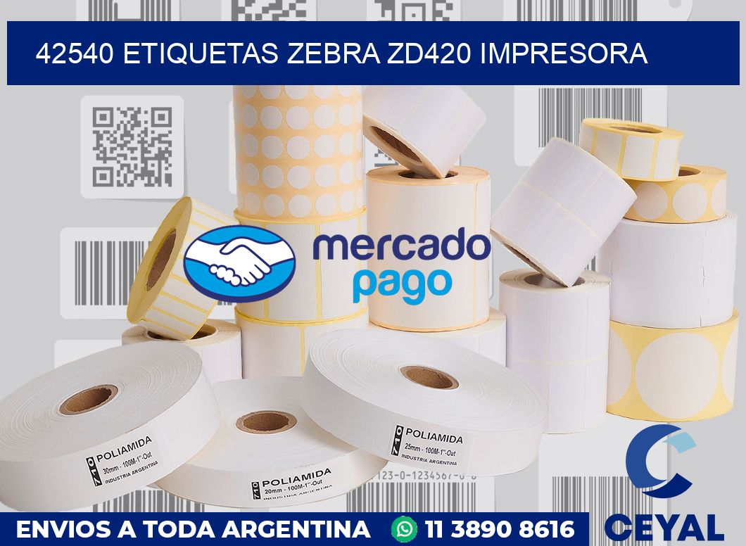 42540 etiquetas Zebra zd420 impresora