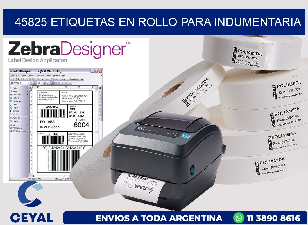 45825 Etiquetas en rollo para indumentaria