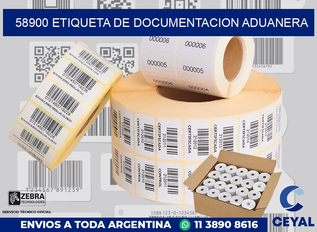 58900 Etiqueta de documentacion aduanera