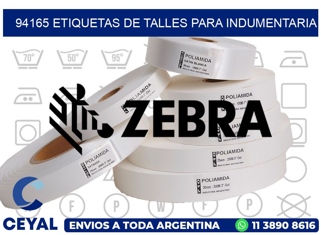 94165 Etiquetas de Talles para indumentaria
