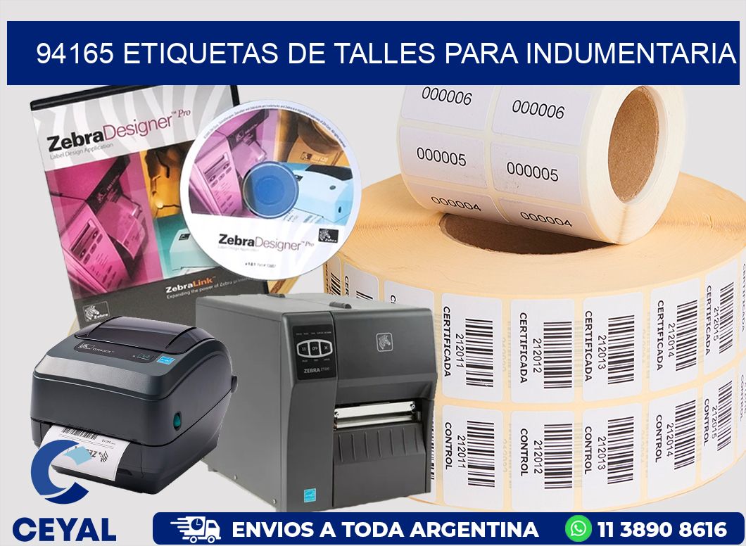 94165 Etiquetas de Talles para indumentaria
