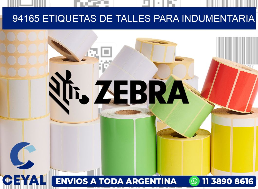 94165 Etiquetas de Talles para indumentaria