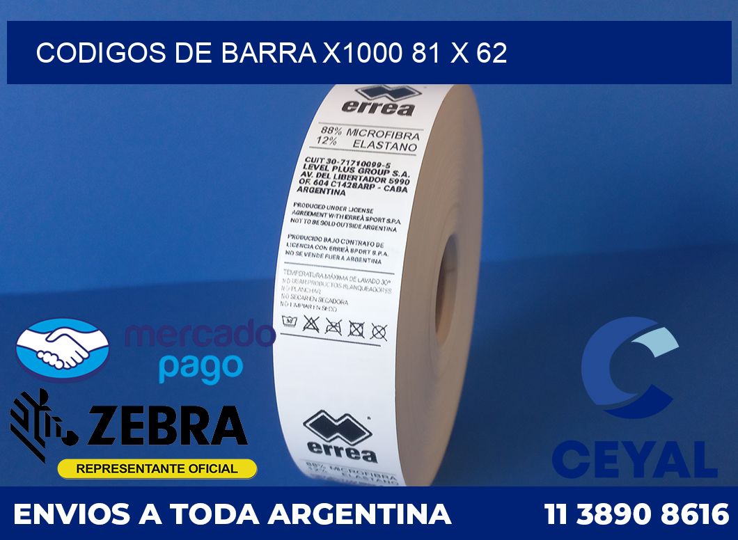 Codigos de barra x1000 81 x 62