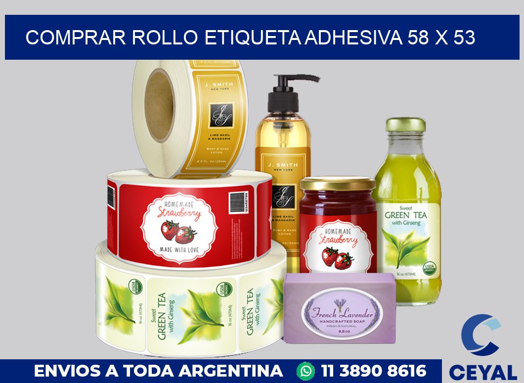 Comprar rollo etiqueta adhesiva 58 x 53