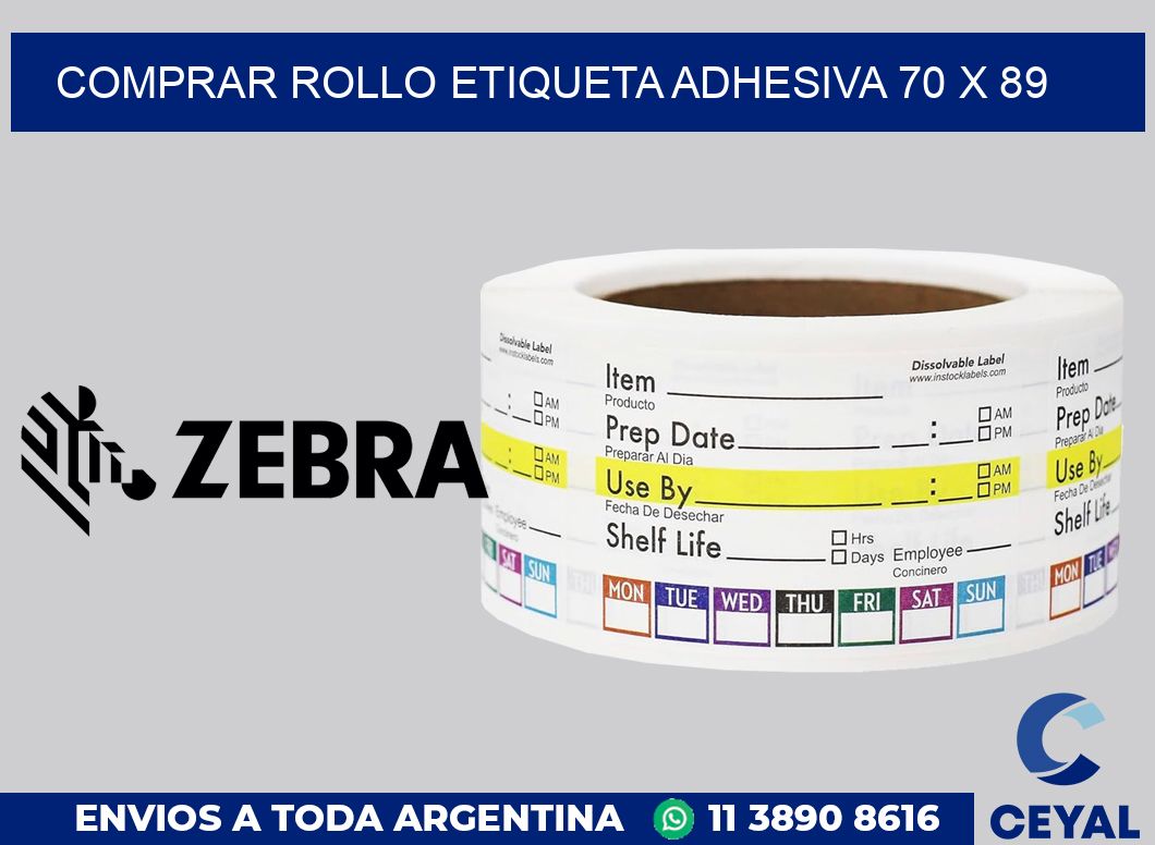 Comprar rollo etiqueta adhesiva 70 x 89