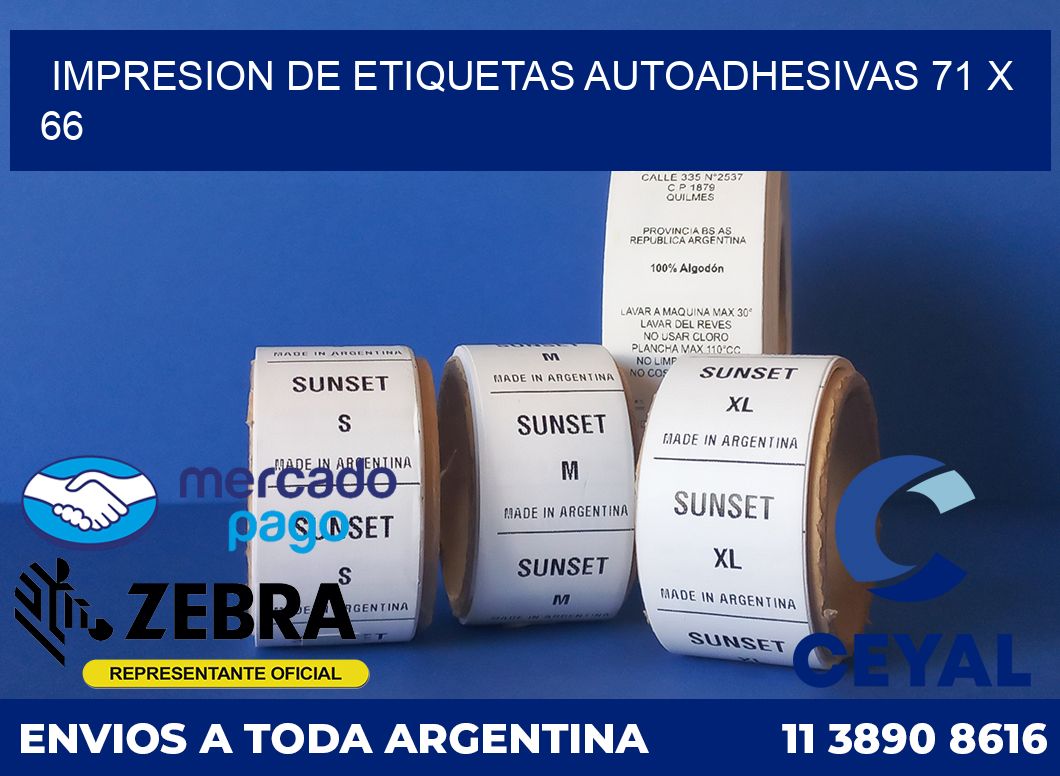 Impresion de etiquetas autoadhesivas 71 x 66