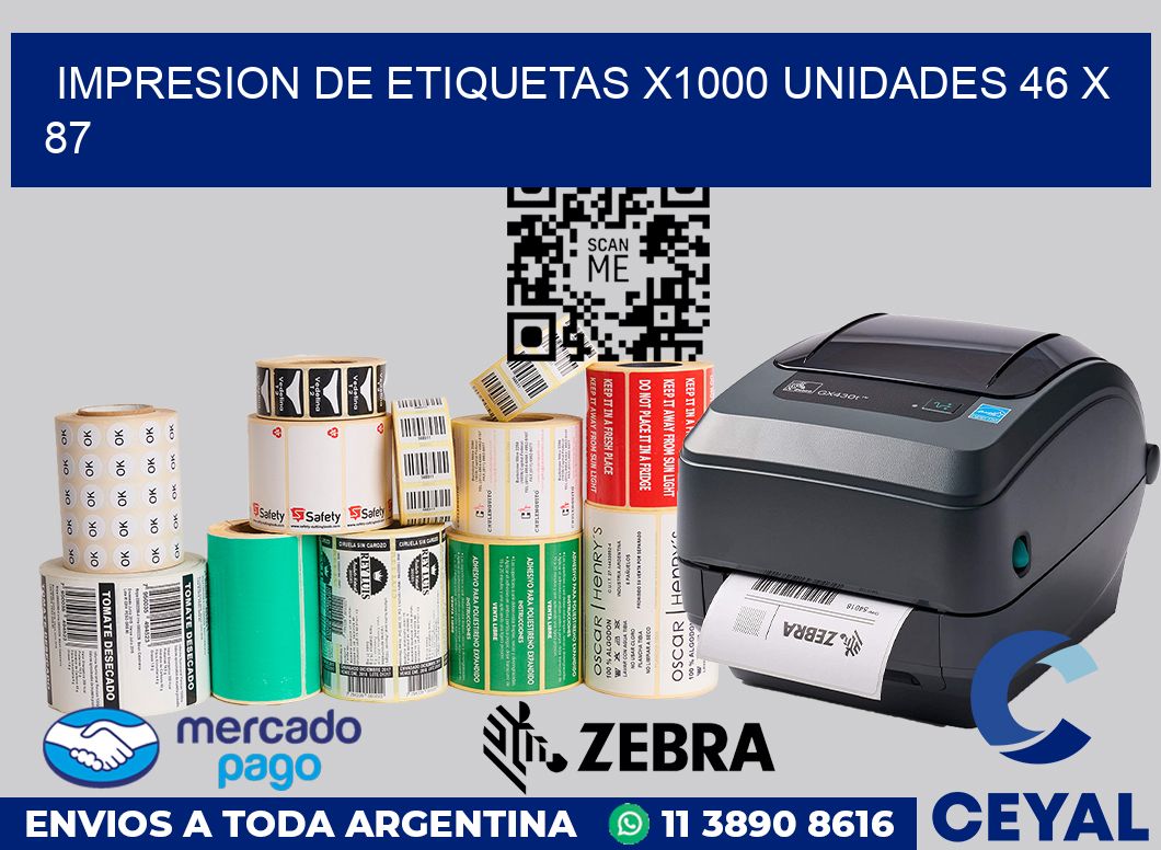 Impresion de etiquetas x1000 unidades 46 x 87