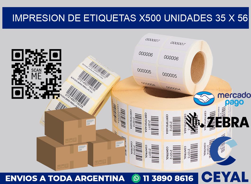 Impresion de etiquetas x500 unidades 35 x 56