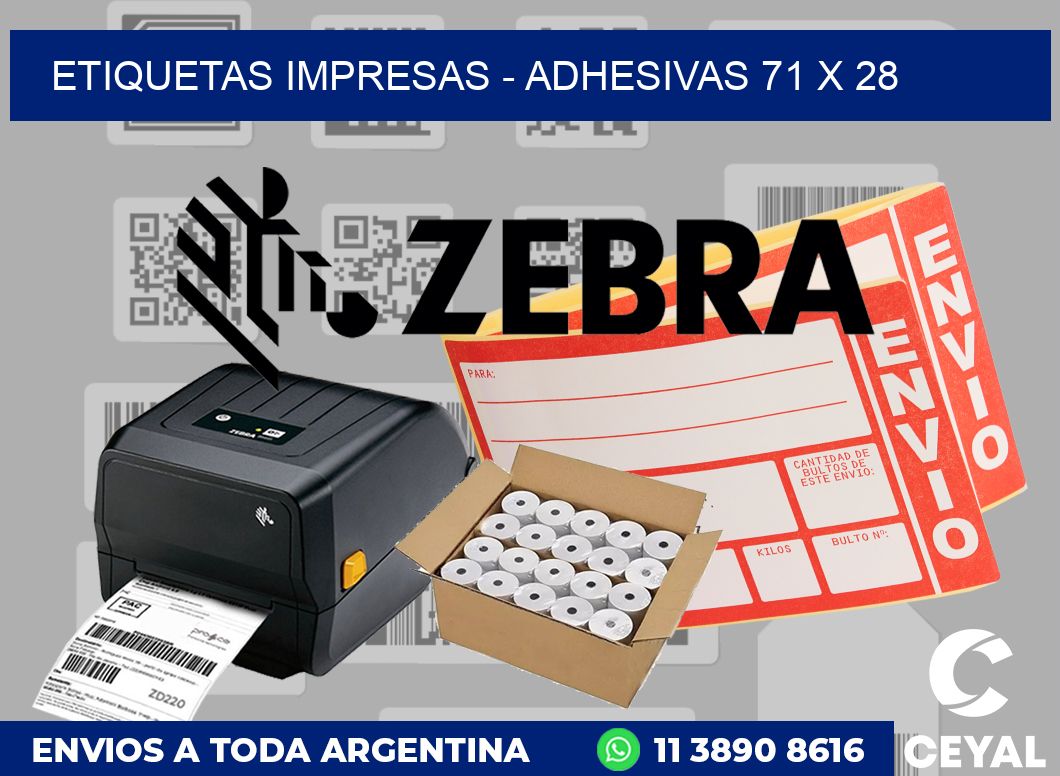 etiquetas impresas - Adhesivas 71 x 28
