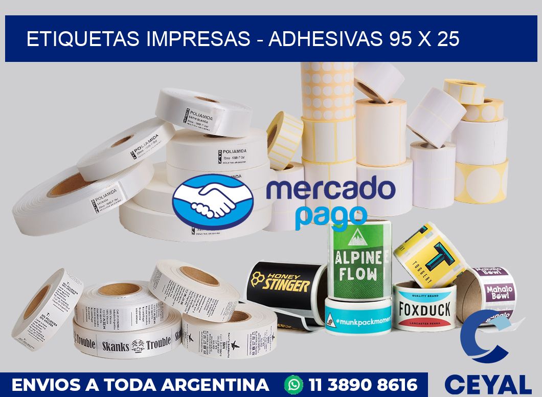 etiquetas impresas - Adhesivas 95 x 25