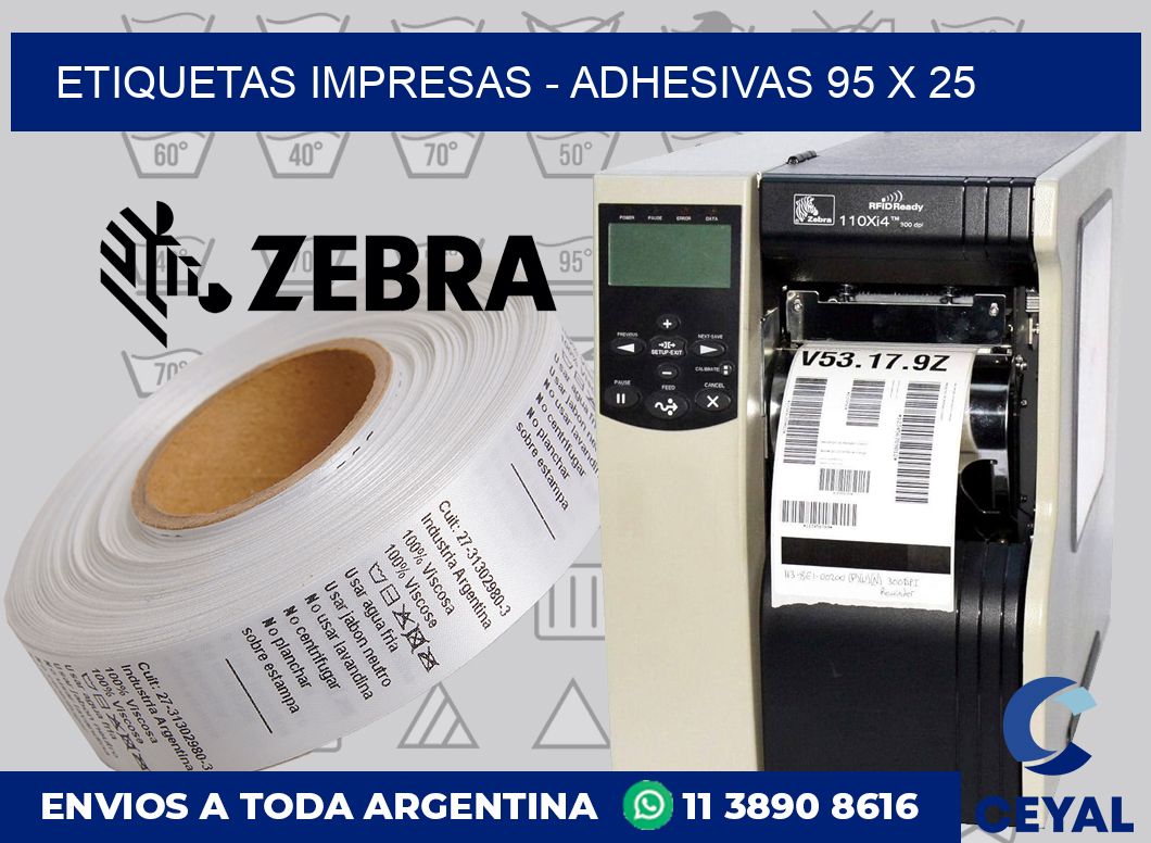 etiquetas impresas - Adhesivas 95 x 25