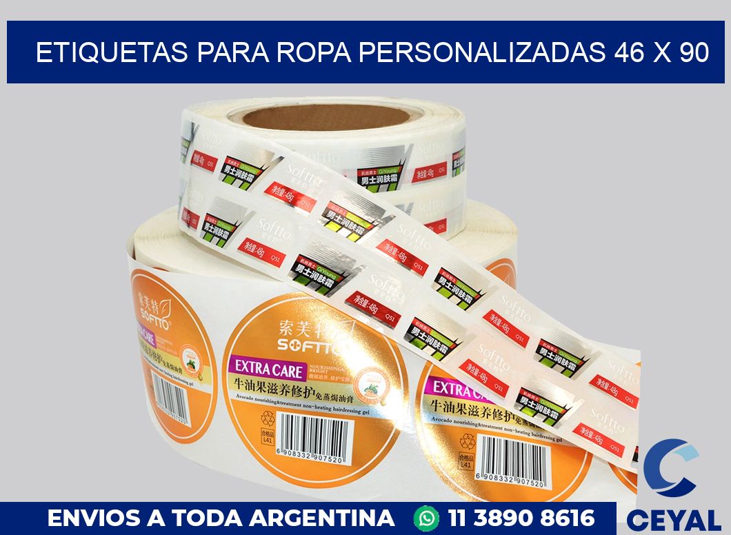 etiquetas para ropa personalizadas 46 x 90