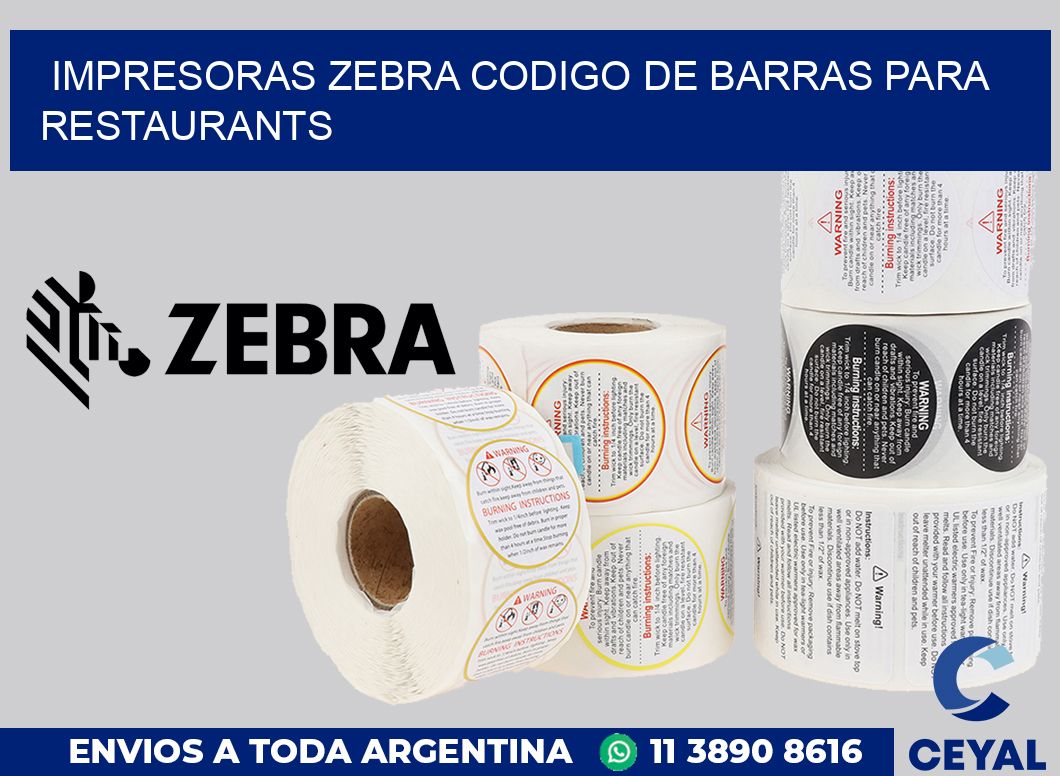 impresoras zebra codigo de barras para Restaurants