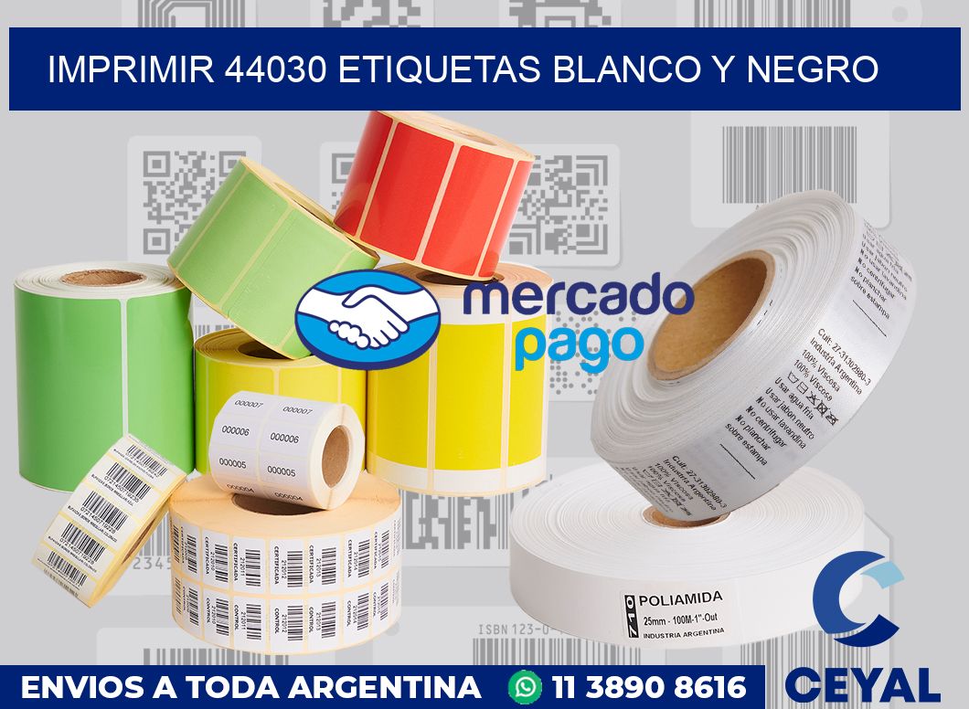 imprimir 44030 etiquetas blanco y negro