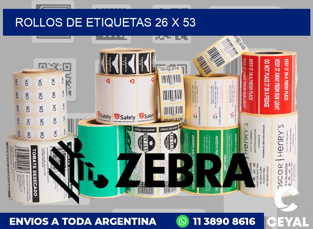 rollos de etiquetas 26 x 53