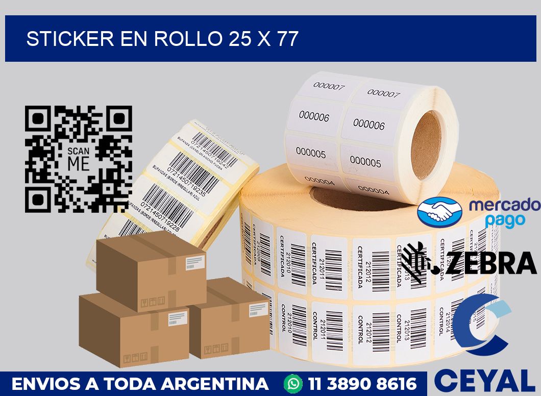 sticker en rollo 25 x 77