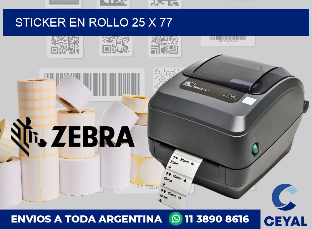 sticker en rollo 25 x 77