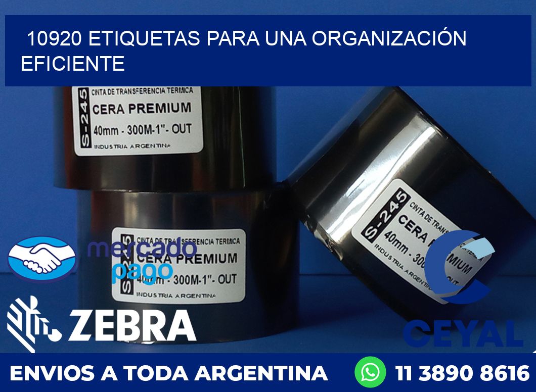 10920 ETIQUETAS PARA UNA ORGANIZACIÓN EFICIENTE