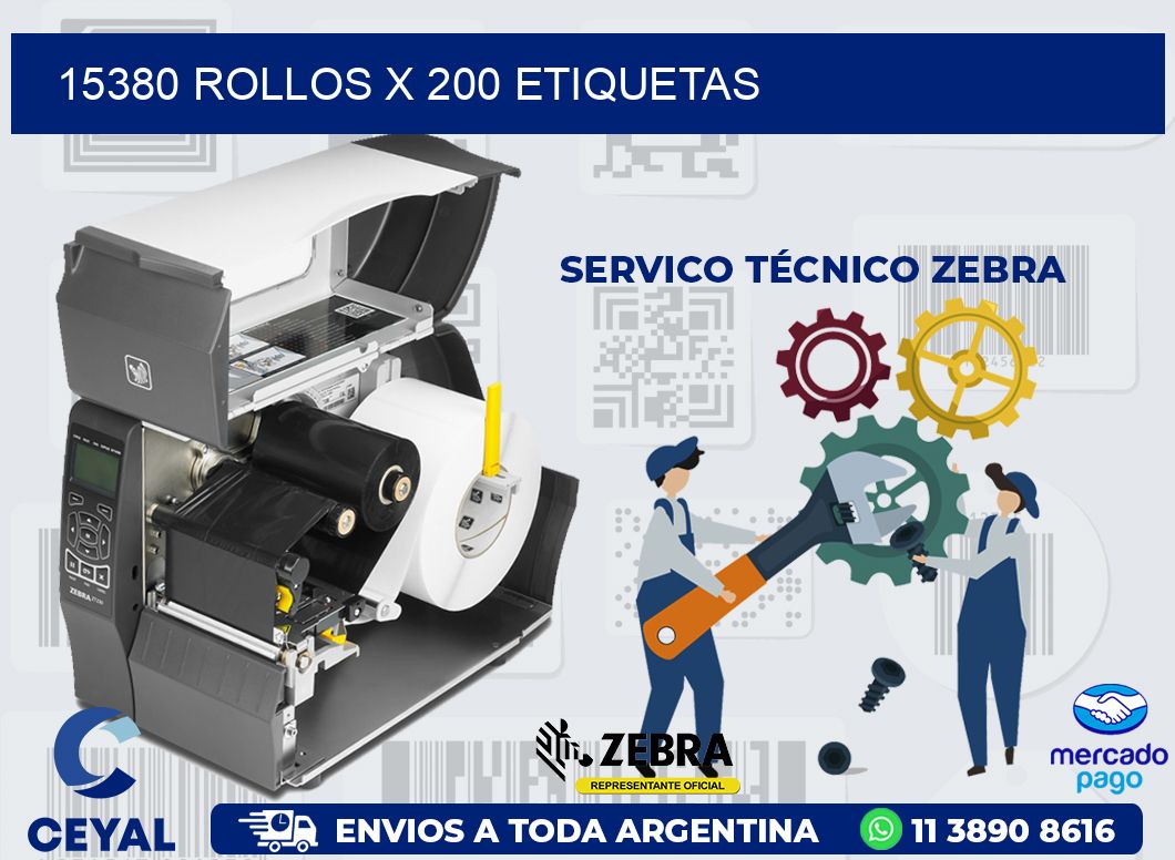 15380 ROLLOS X 200 ETIQUETAS