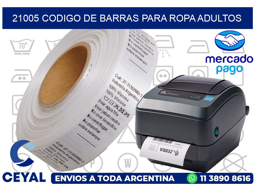 21005 CODIGO DE BARRAS PARA ROPA ADULTOS